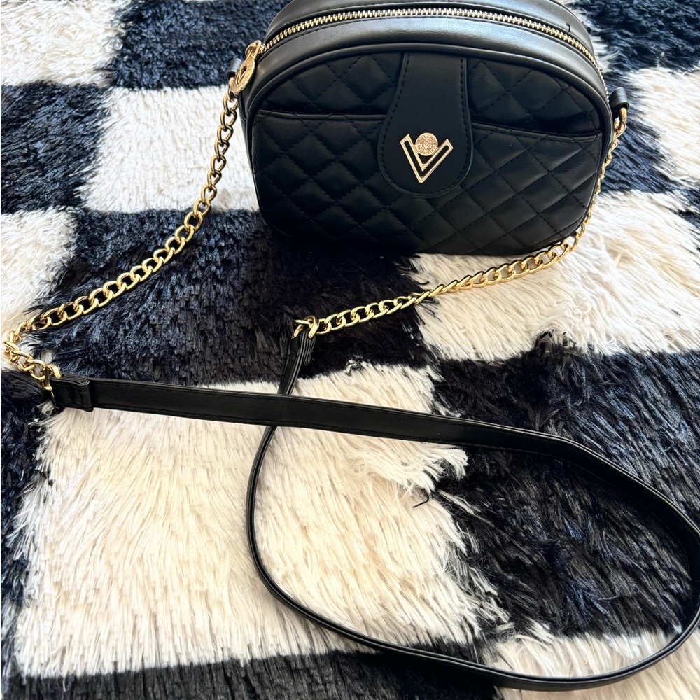 Valentino Orlandi Black Quilted Crossbody Bag